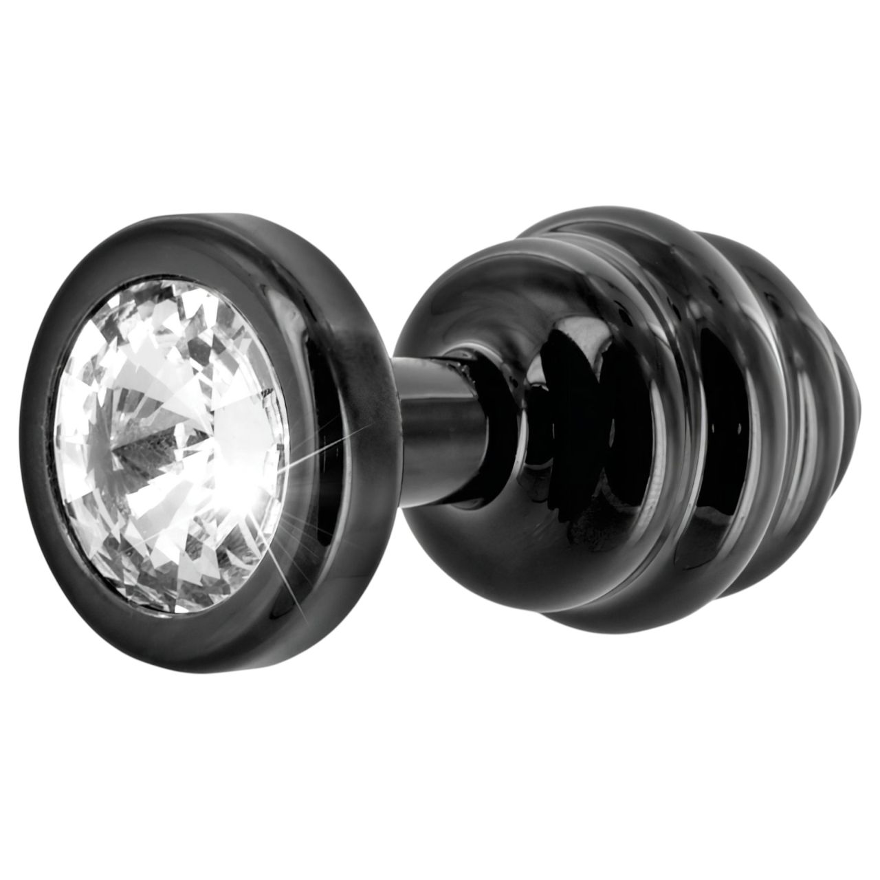 / DIOGOL Anni - bordázott butt plug - fekete - (3 cm)