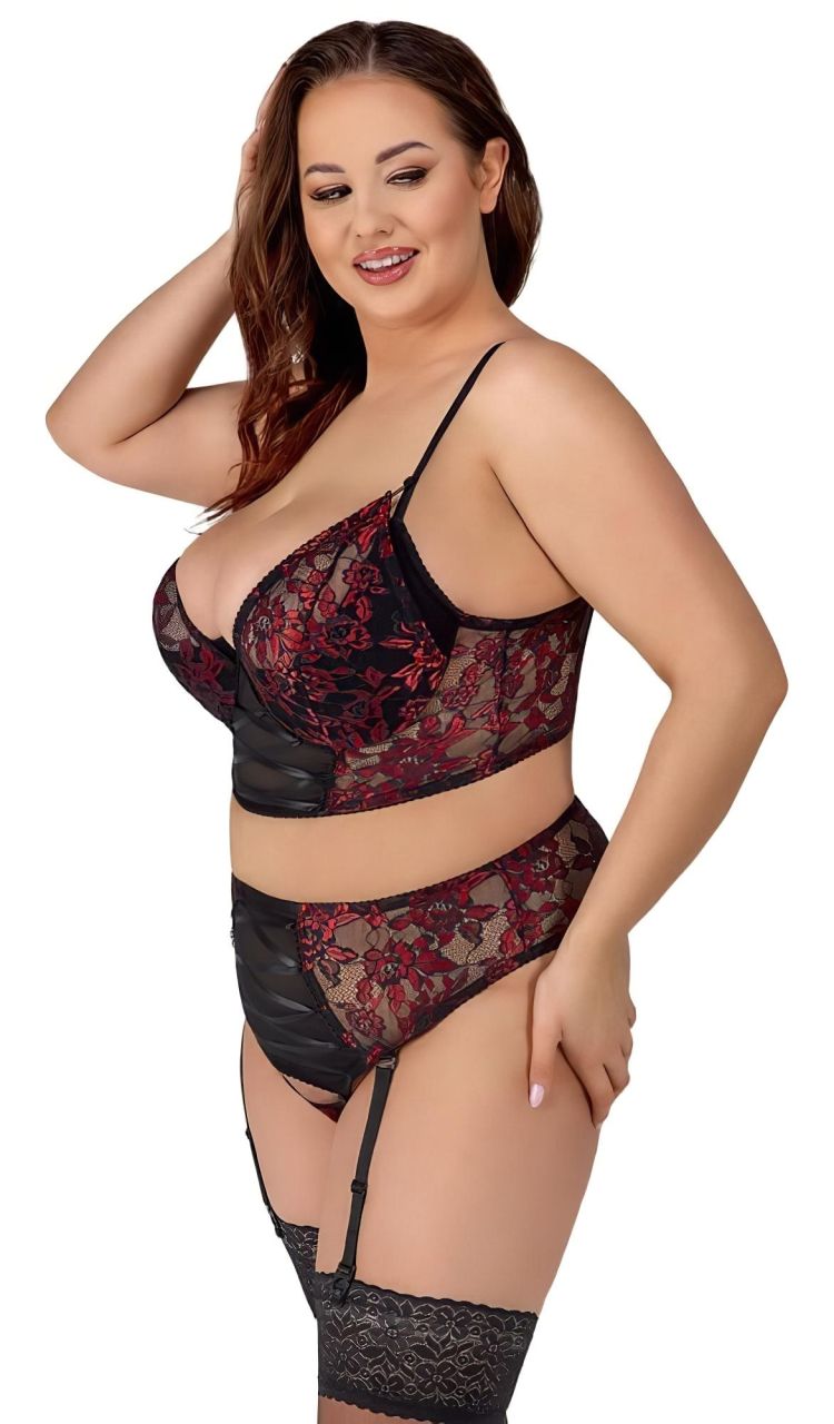 Cottelli Plus Size - melltartó szett (piros)