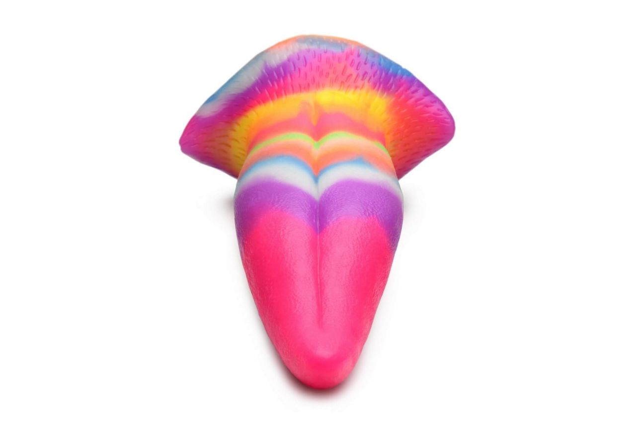 Creature Cocks Tongue - világító szilikon dildó - 21cm (szivárvány)