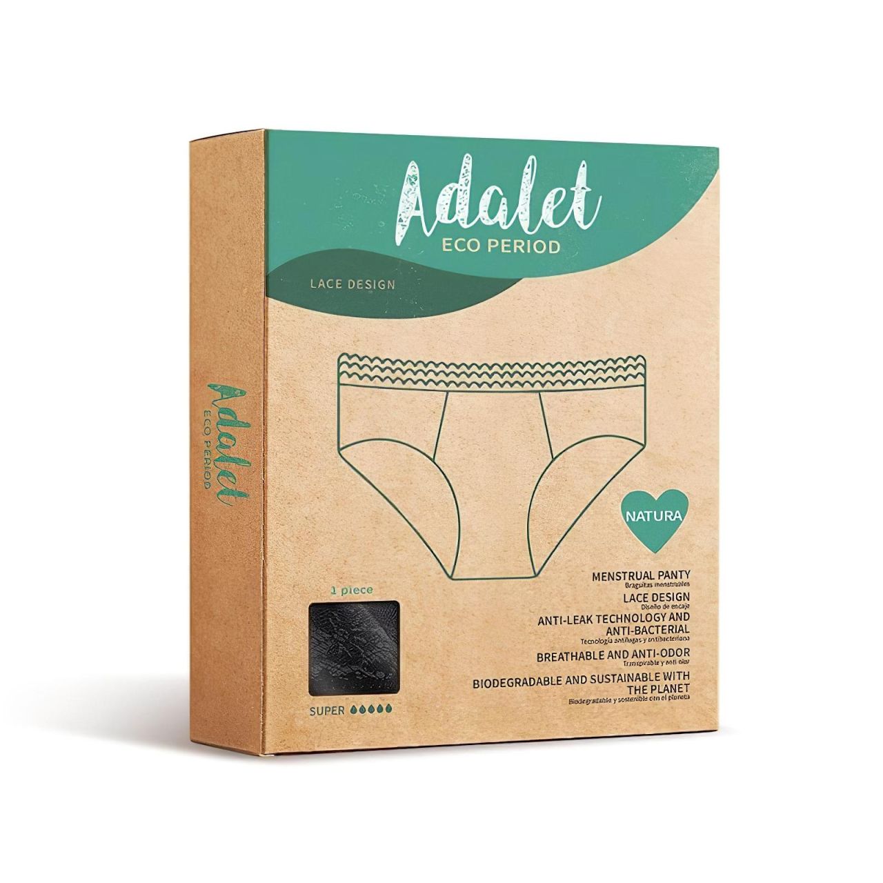 Adalet Natura Super - menstruációs bugyi (fekete) Adalet Natura Super - menstruációs bugyi (fekete)