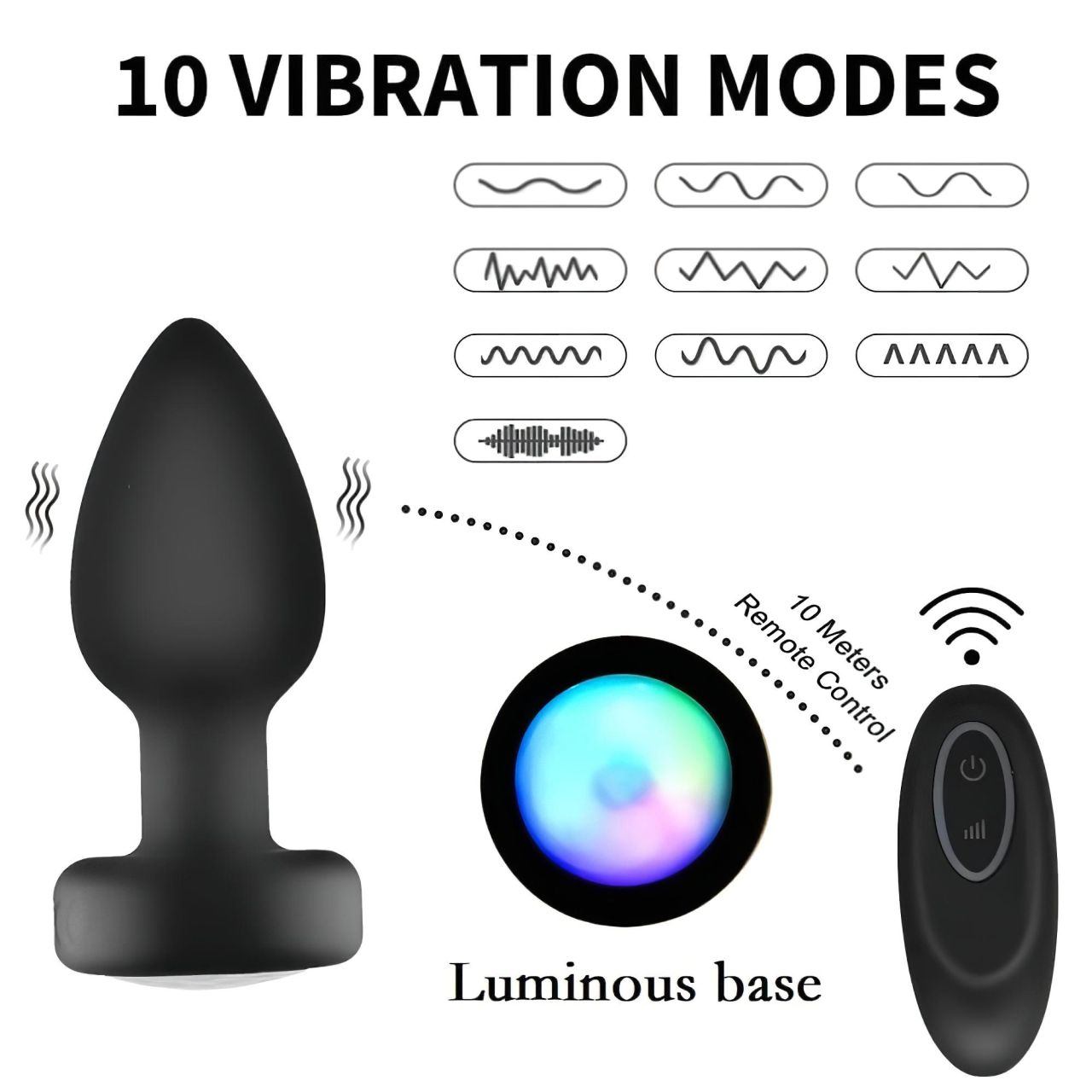 Mrow - világító, rádiós anál vibrátor (fekete) Mrow - világító, rádiós anál vibrátor (fekete)