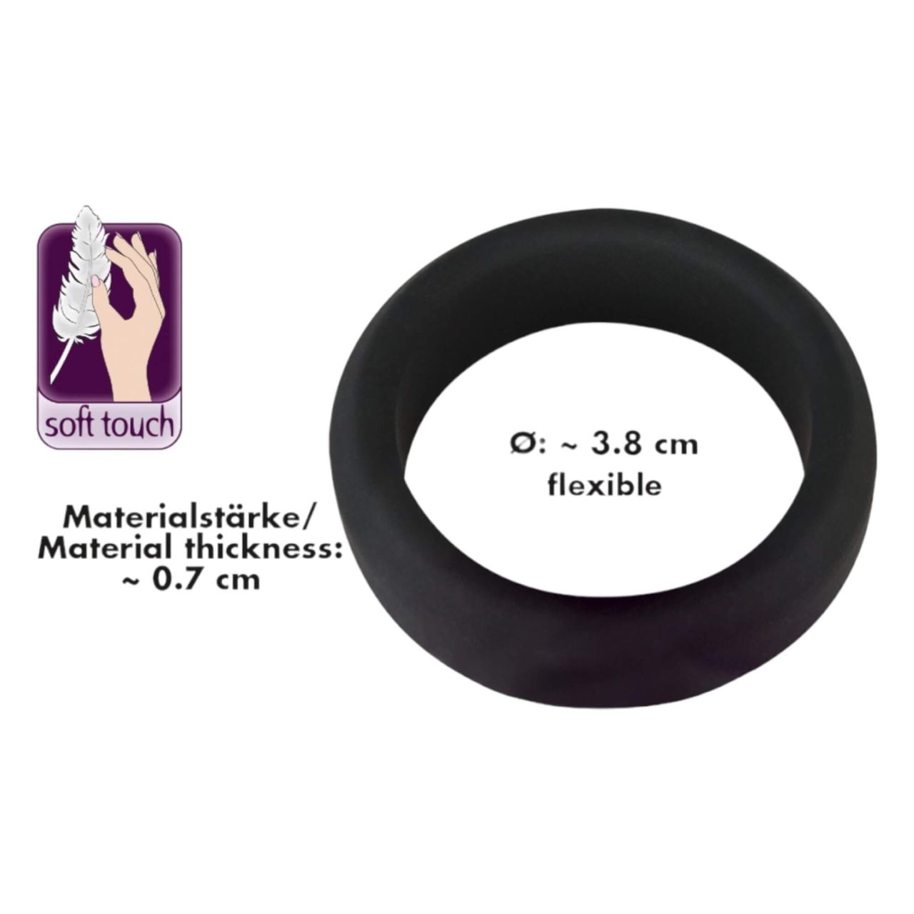 Black Velvet - vastagfalú péniszgyűrű (3,8cm) - fekete