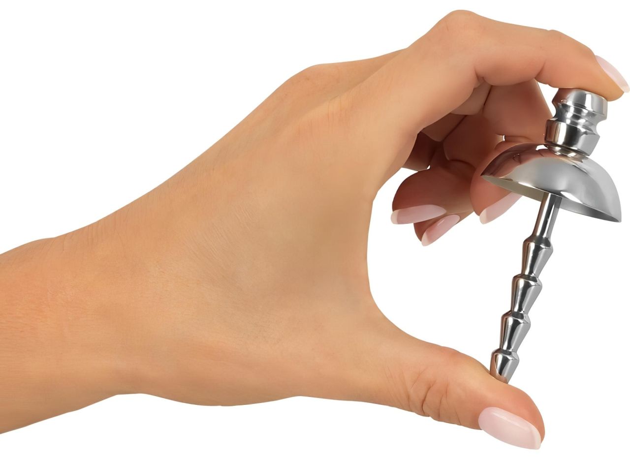 Penisplug - fém, bordázott dilátor (ezüst) Penisplug - fém, bordázott dilátor (ezüst)