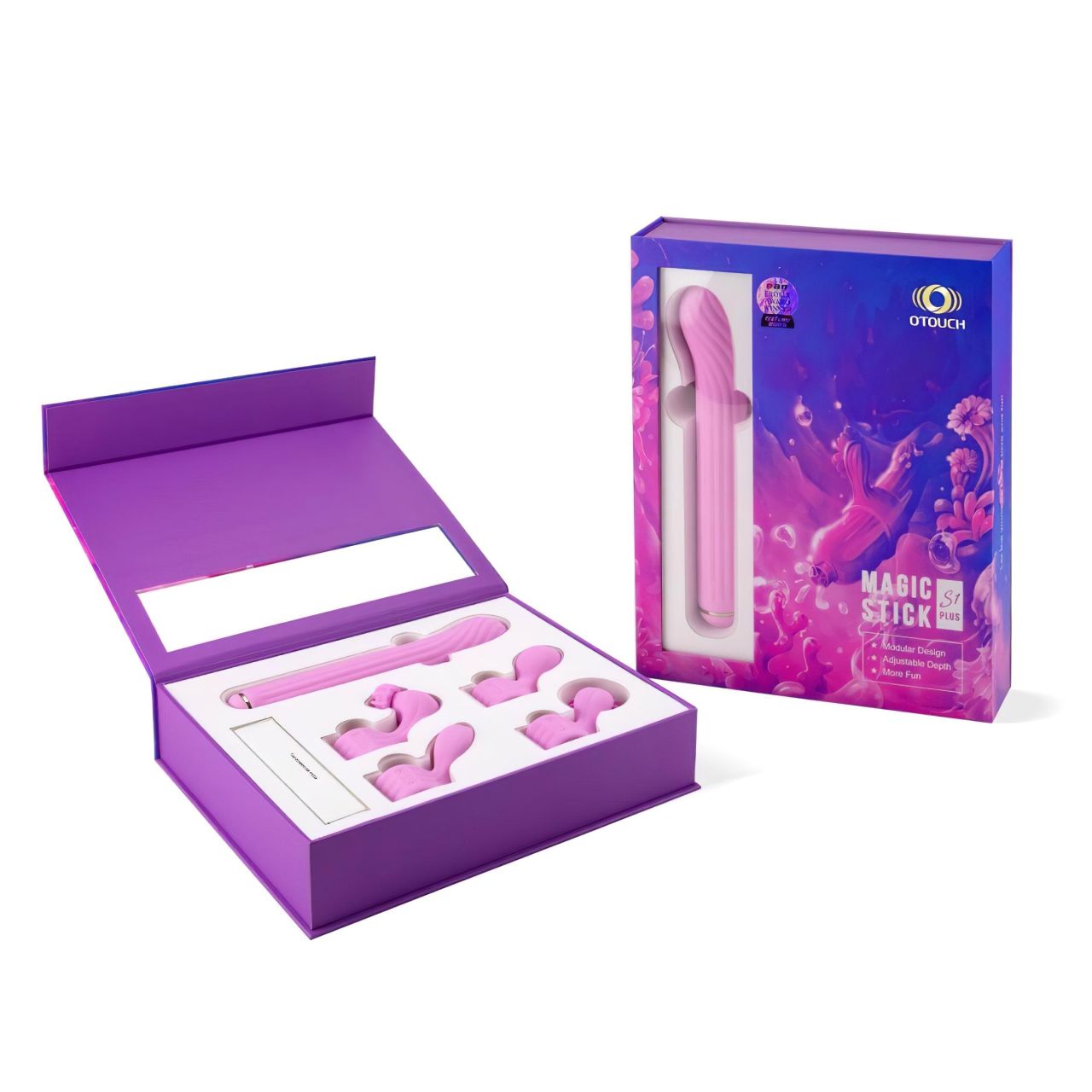 Magic Stick - vibrátor cserélhető csiklókarral (pink)