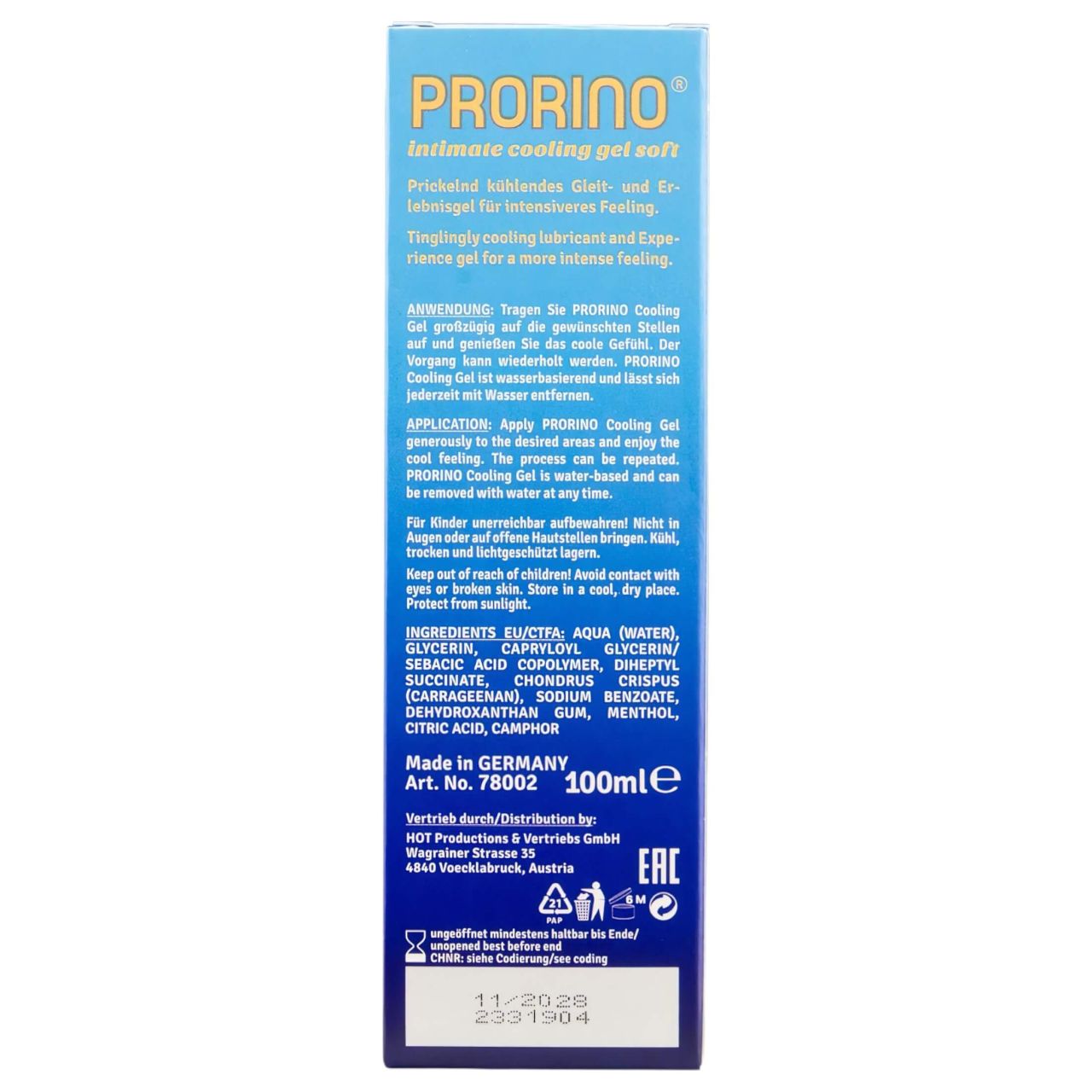 HOT Prorino - gyengéd hűsítő intim krém férfiaknak (100ml) HOT Prorino - gyengéd hűsítő intim krém férfiaknak (100ml)