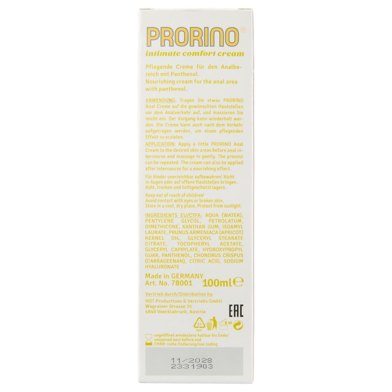 HOT Prorino - anál ápoló krém (100ml)