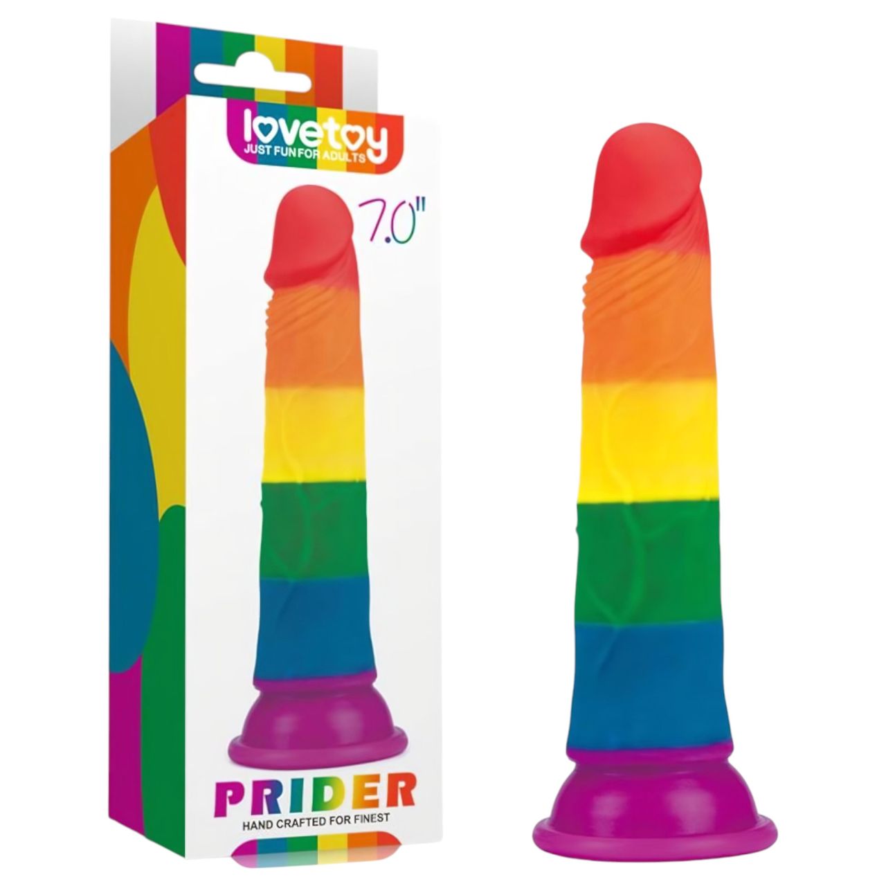 Lovetoy Prider - élethű dildó - 19cm (szivárvány)