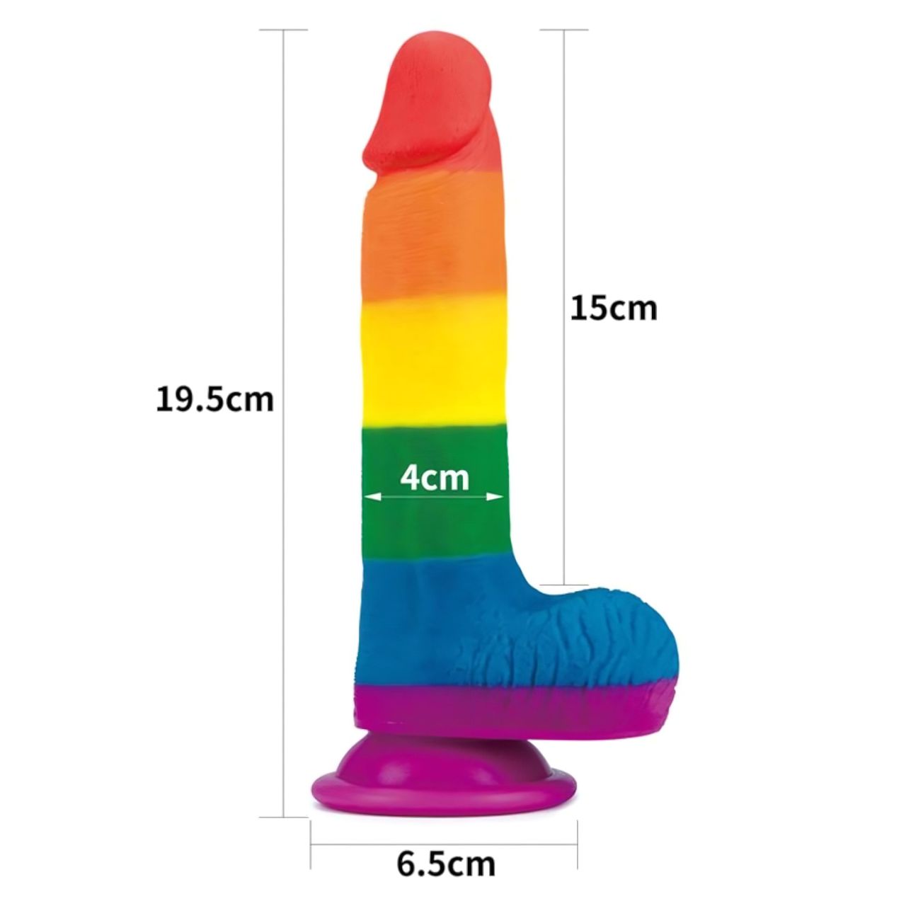 Lovetoy Prider - élethű herés dildó - 20cm (szivárvány) Lovetoy Prider - élethű herés dildó - 20cm (szivárvány)