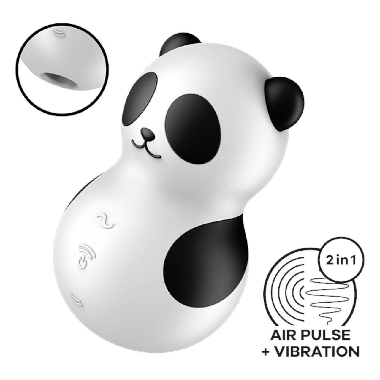 Satisfyer Pocket Panda - léghullámos csiklóizgató (fekete)