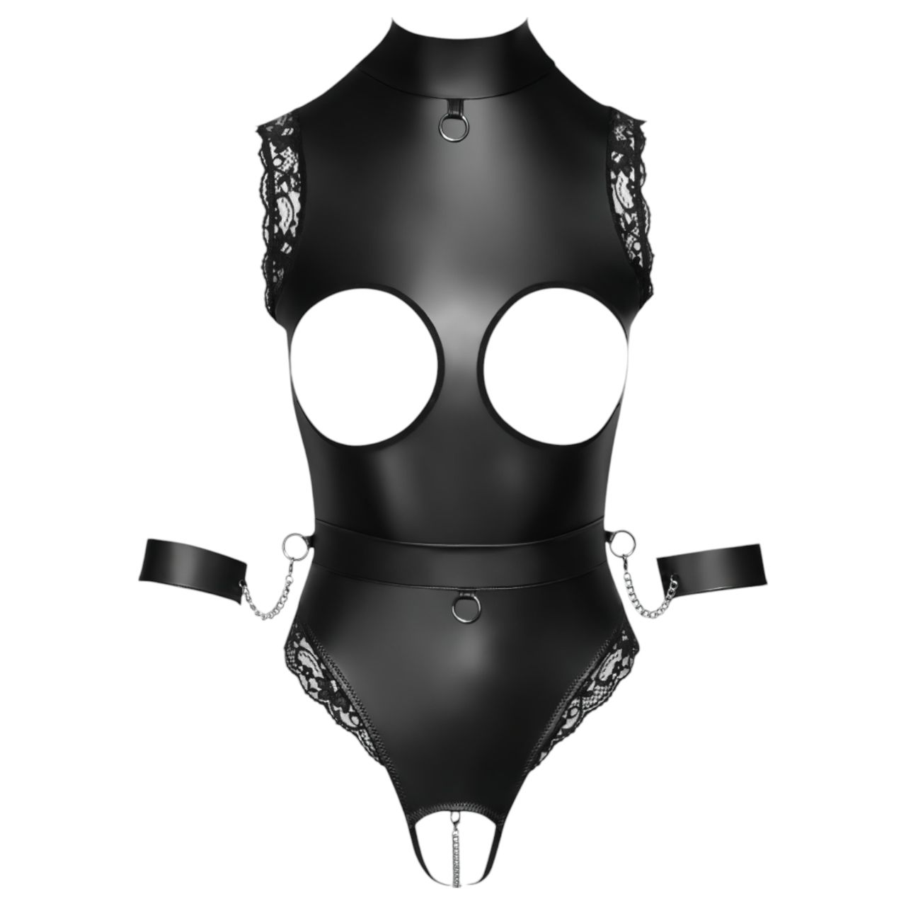 Cottelli Bondage - nyitott cici villantós body (fekete) Cottelli Bondage - nyitott cici villantós body (fekete)