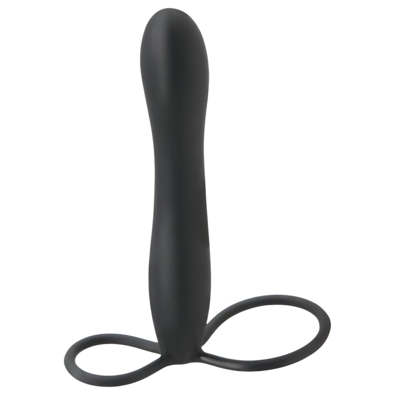 Fetish Double Trouble - here- és péniszgyűrű dildóval (fekete)