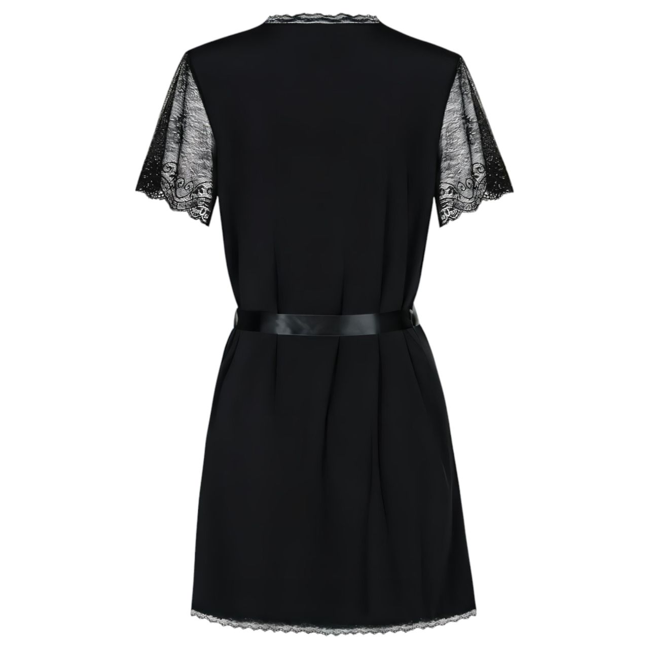 / Obsessive Miamor Robe - csipkés ujjú köntös és tanga (fekete) / Obsessive Miamor Robe - csipkés ujjú köntös és tanga (fekete)