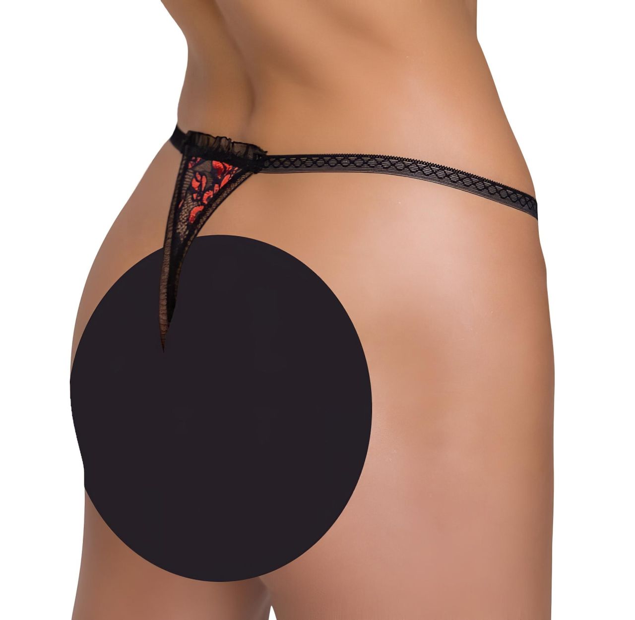 Cottelli - luxus, rózsás gyöngyös tanga (fekete)