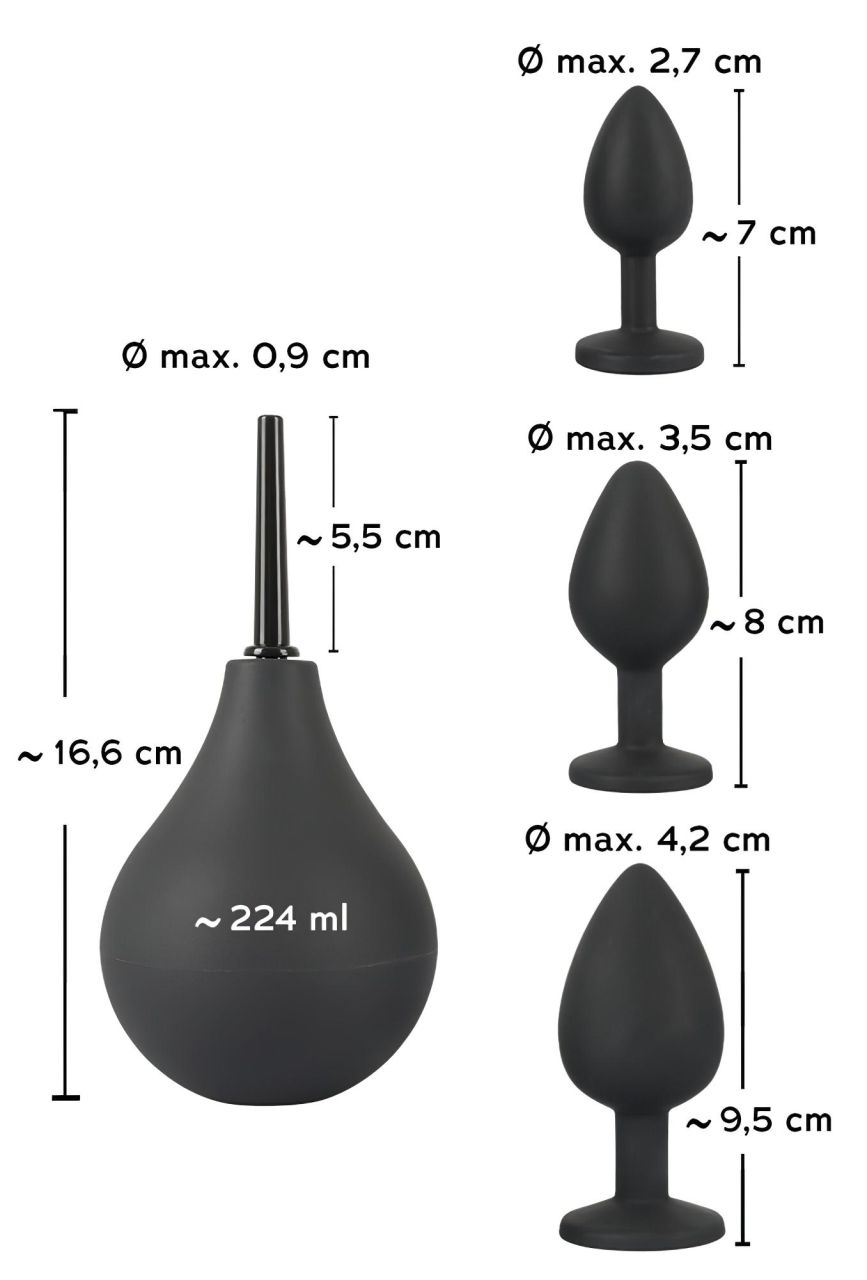 Black Velvet - anál plug szett (4 részes) - fekete Black Velvet - anál plug szett (4 részes) - fekete
