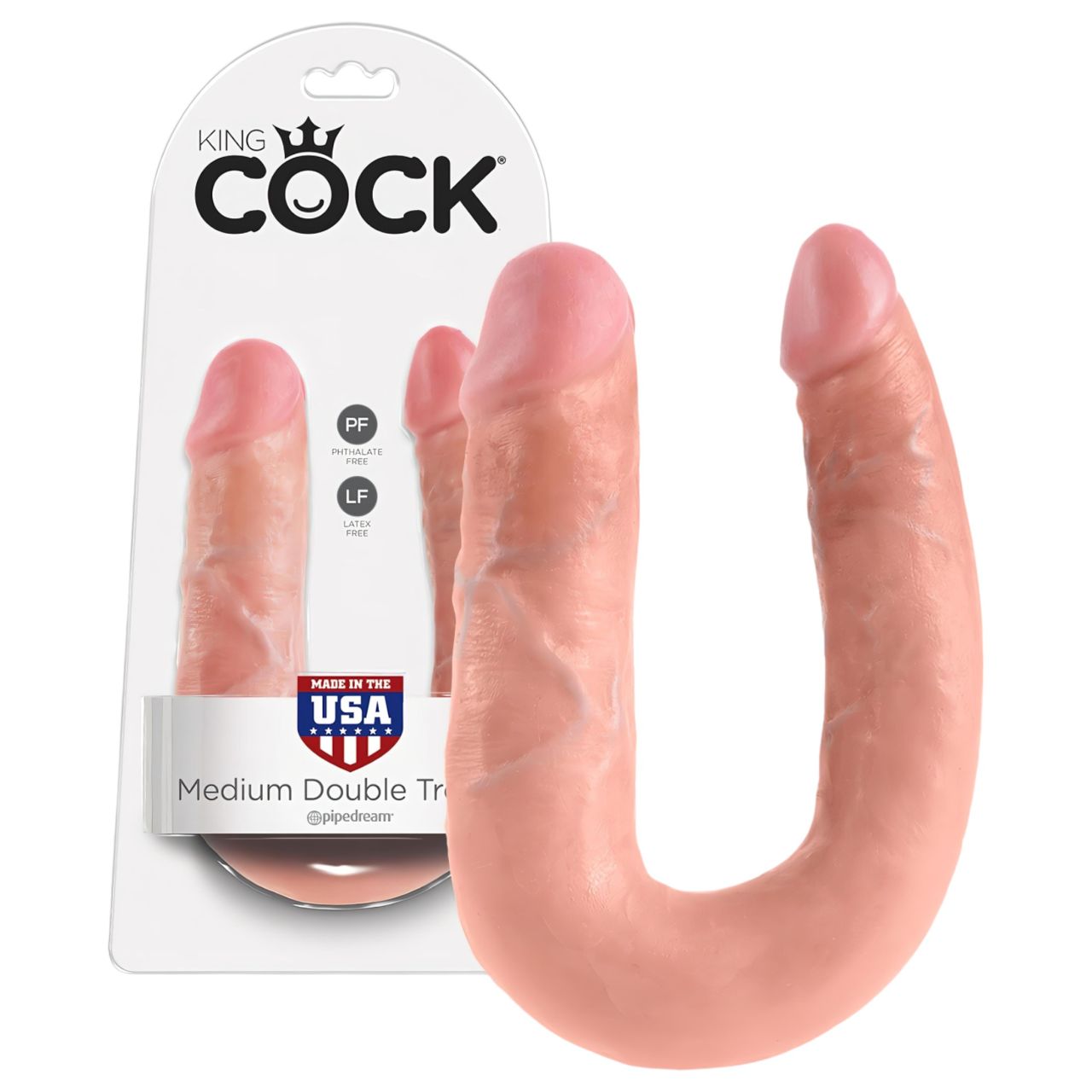 King Cock dupla dildó (közepes) - natúr King Cock dupla dildó (közepes) - natúr
