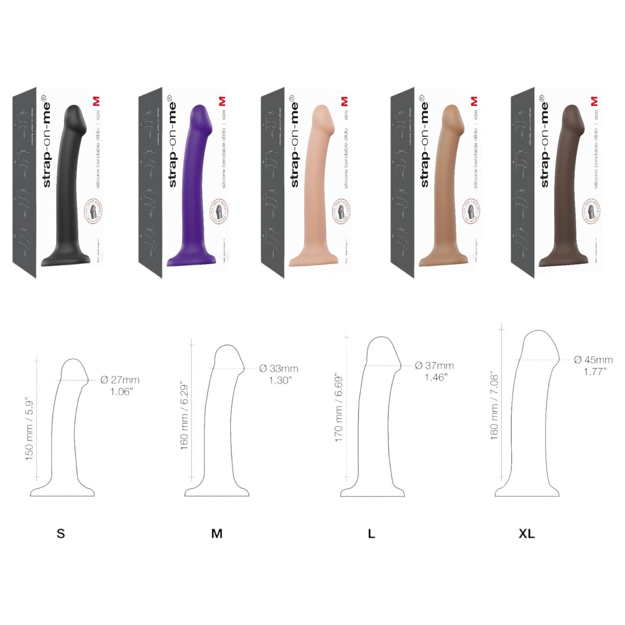 Strap-on-me Dual S - dupla rétegű dildó (fekete) Strap-on-me Dual S - dupla rétegű dildó (fekete)