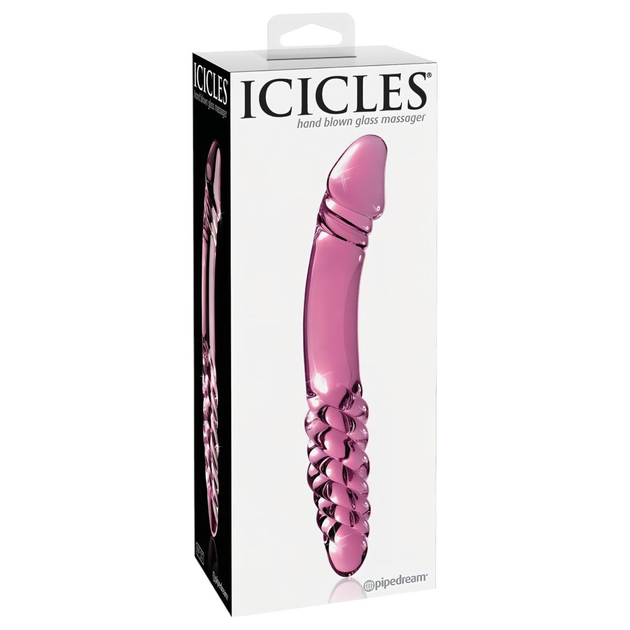 Icicles No. 57 - péniszes kétvégű üveg dildó (pink) Icicles No. 57 - péniszes kétvégű üveg dildó (pink)