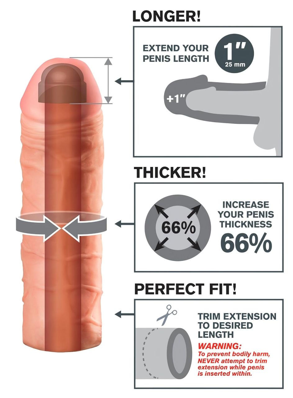 X-TENSION Mega 1 - élethű péniszköpeny (17,7cm) - natúr X-TENSION Mega 1 - élethű péniszköpeny (17,7cm) - natúr