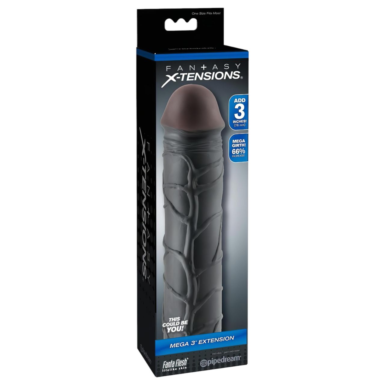 X-TENSION Mega 3 - élethű péniszköpeny (22,8cm) - fekete X-TENSION Mega 3 - élethű péniszköpeny (22,8cm) - fekete