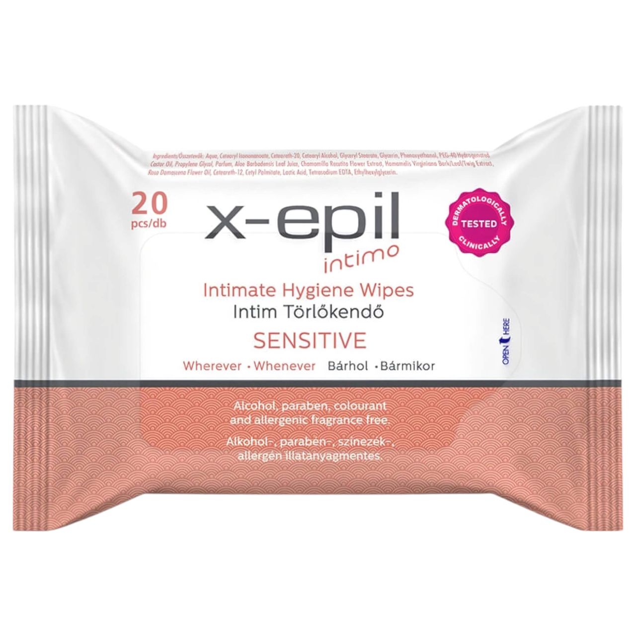 X-Epil Intimo Sensitive - intim törlő kendő (20db) X-Epil Intimo Sensitive - intim törlő kendő (20db)