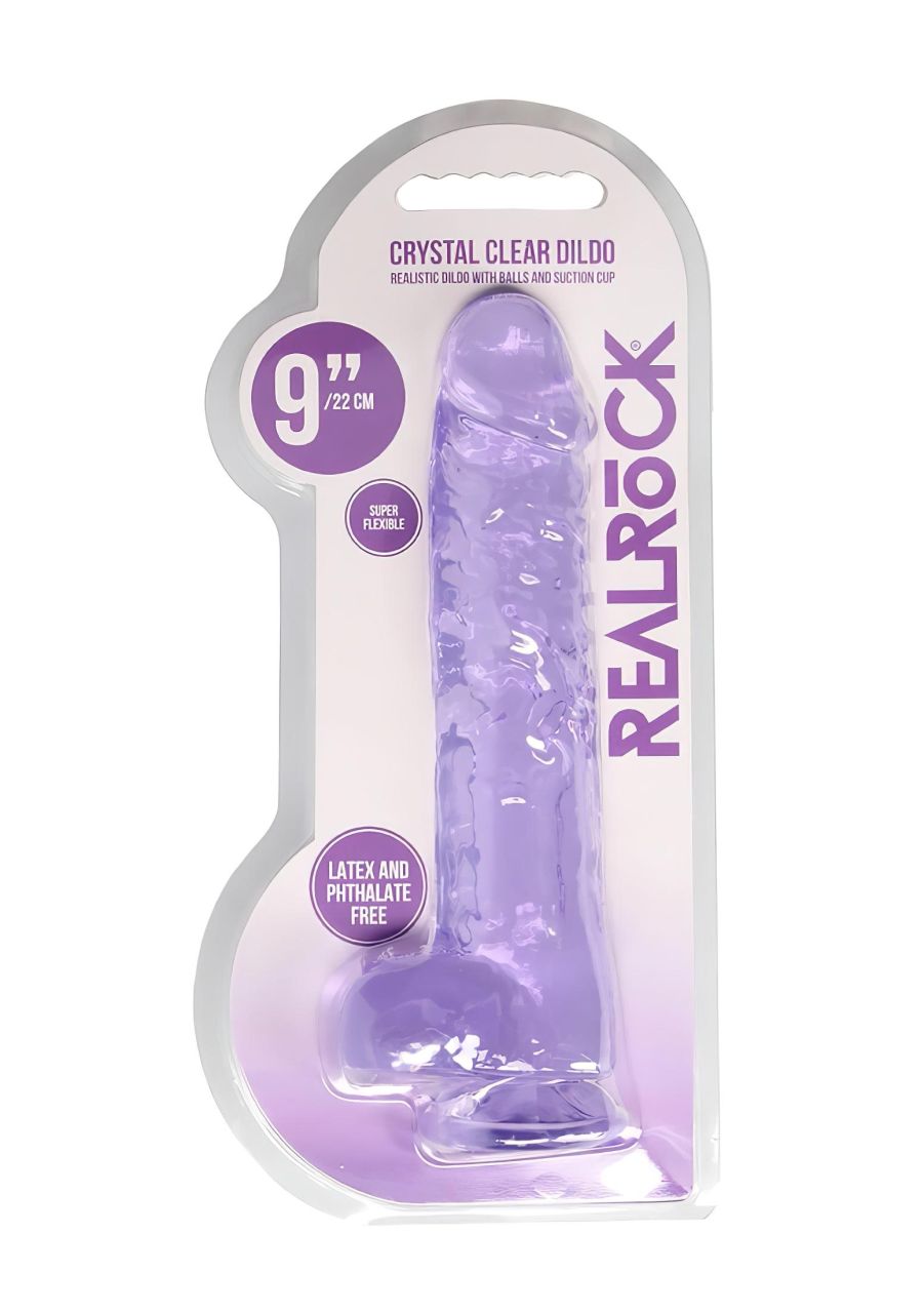 REALROCK - átlátszó élethű dildó - lila (22cm) REALROCK - átlátszó élethű dildó - lila (22cm)