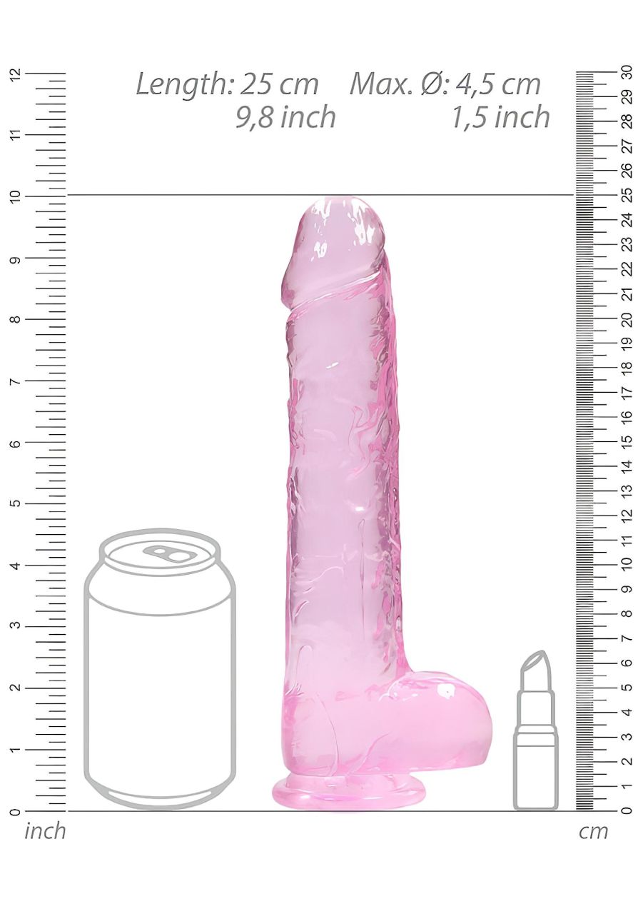 REALROCK - átlátszó élethű dildó - pink (22cm) REALROCK - átlátszó élethű dildó - pink (22cm)