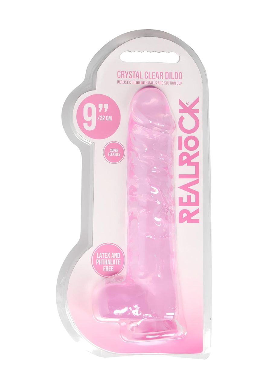 REALROCK - átlátszó élethű dildó - pink (22cm) REALROCK - átlátszó élethű dildó - pink (22cm)