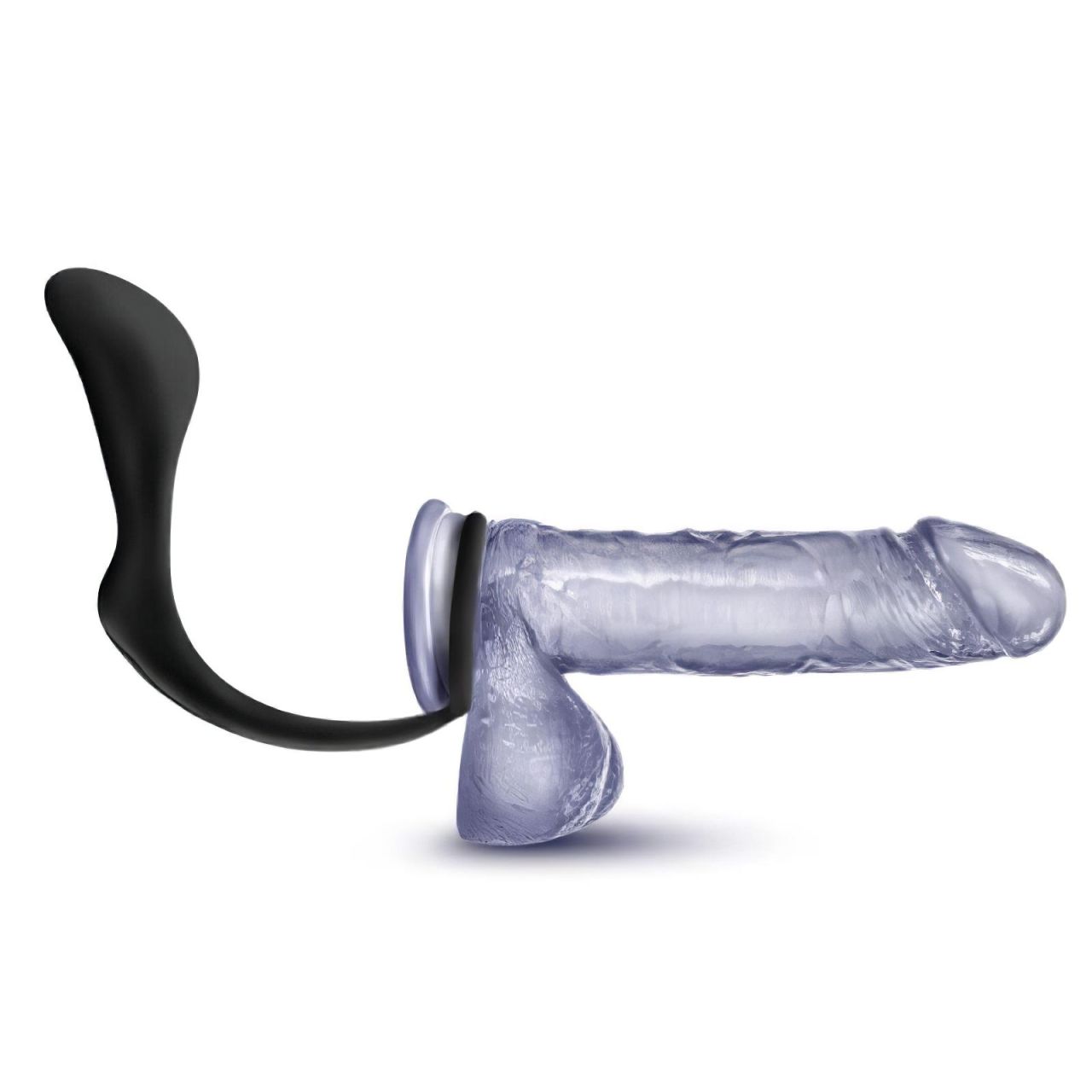 Anal Adventures Platinum - anál dildó péniszgyűrűvel (fekete) Anal Adventures Platinum - anál dildó péniszgyűrűvel (fekete)