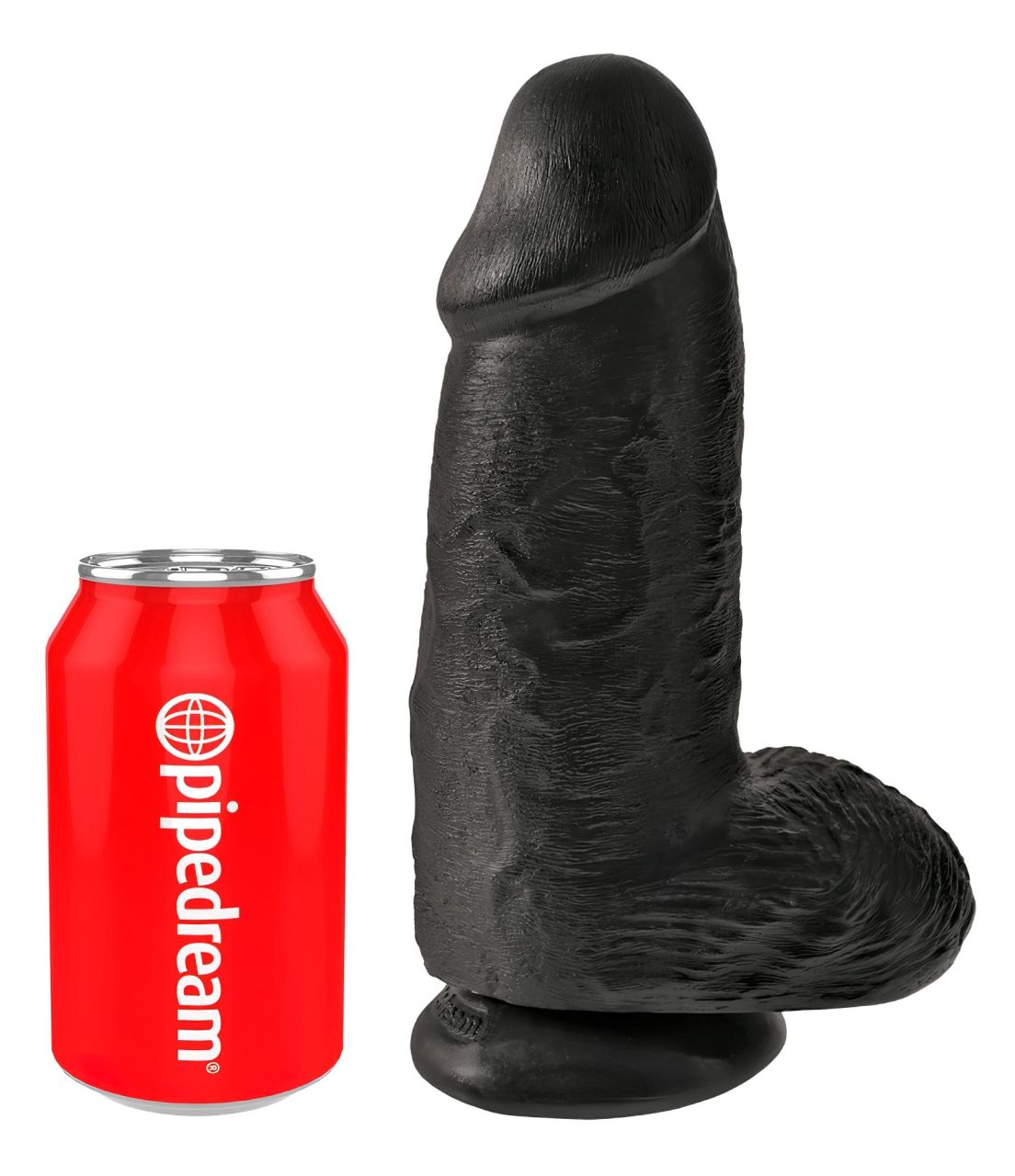 King Cock 9 Chubby - tapadókorongos, herés dildó (23cm) - fekete King Cock 9 Chubby - tapadókorongos, herés dildó (23cm) - fekete