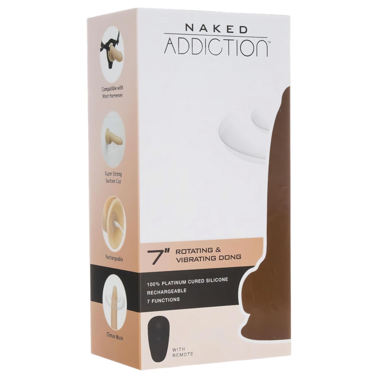 Naked Addiction Rotating 7 - forgófejes vibrátor (18cm) - natúr Naked Addiction Rotating 7 - forgófejes vibrátor (18cm) - natúr