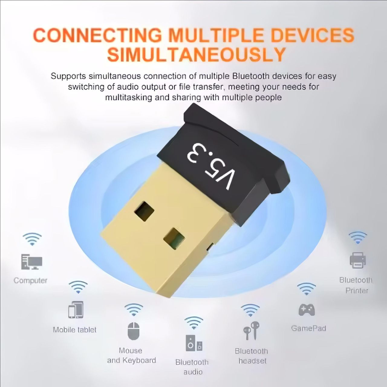 Bluetooth 5.3 USB adapter 6 eszközig Bluetooth 5.3 USB adapter 6 eszközig