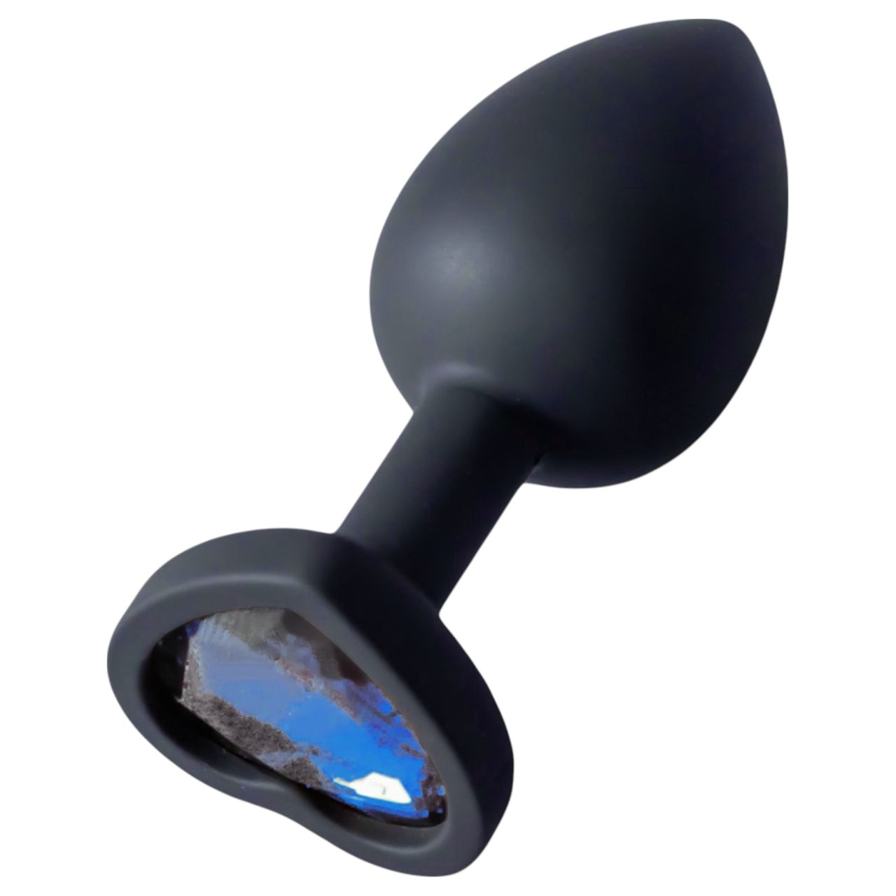 Sunfo - szilikon anál plug szív alakú sötét kék kővel (fekete) Sunfo - szilikon anál plug szív alakú sötét kék kővel (fekete)