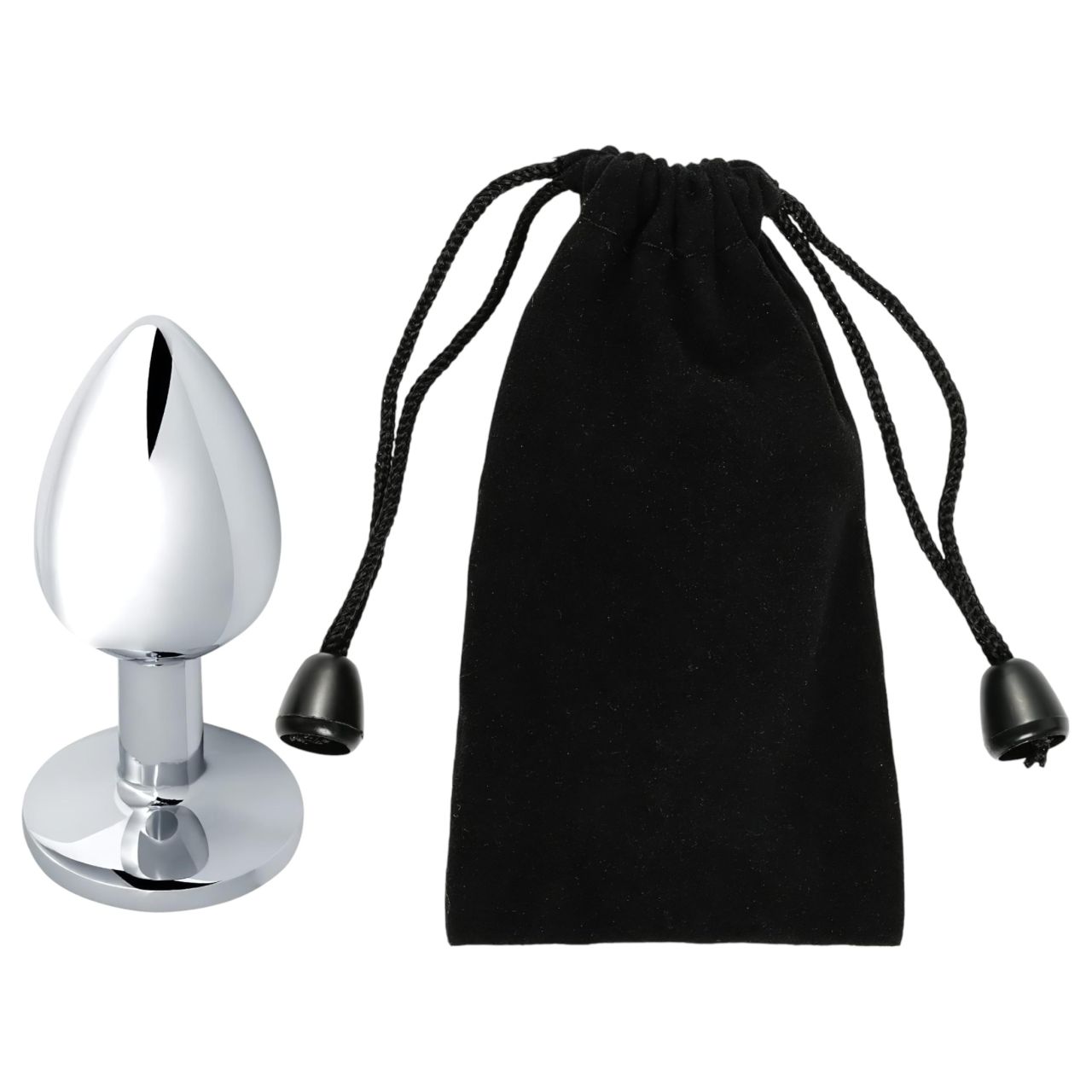 Sunfo - fém anál plug fekete kővel (ezüst) Sunfo - fém anál plug fekete kővel (ezüst)