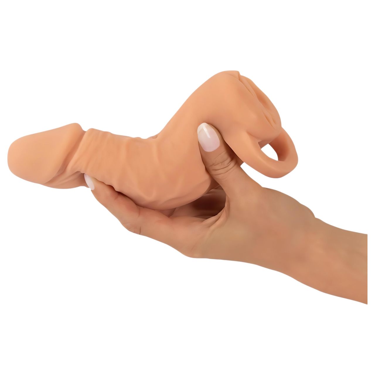 Nature Skin - péniszköpeny és műpunci - 18 cm maszturbátor (testszínű)