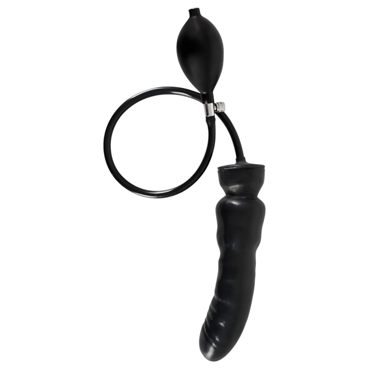 LATEX - felpumpálható dildó (fekete) LATEX - felpumpálható dildó (fekete)