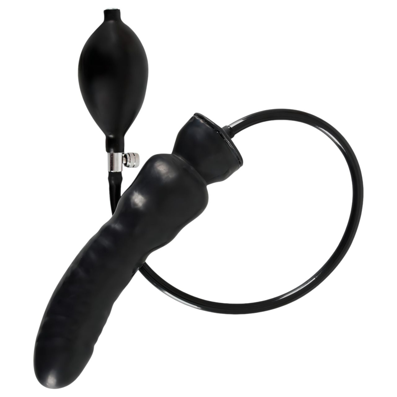 LATEX - felpumpálható dildó (fekete) LATEX - felpumpálható dildó (fekete)