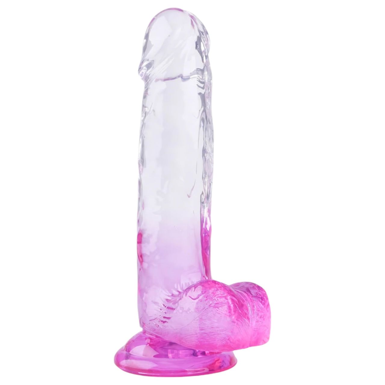 Sunfo - tapadókorongos, herés dildó - 22cm (átlátszó-lila) Sunfo - tapadókorongos, herés dildó - 22cm (átlátszó-lila)