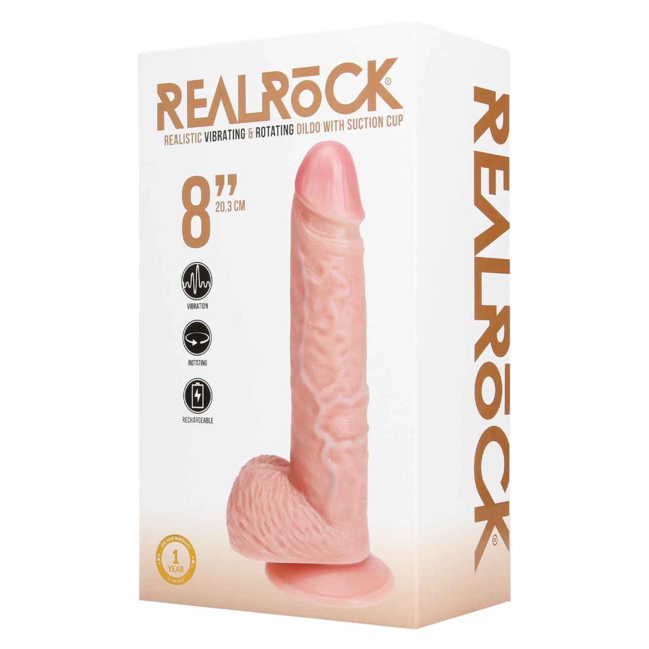 REALROCK - forgó vibrátor - natúr (20,5cm)