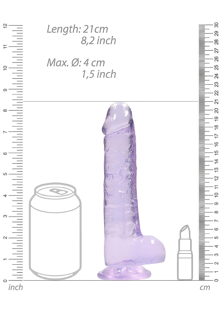 REALROCK - átlátszó élethű dildó - lila (19cm) REALROCK - átlátszó élethű dildó - lila (19cm)