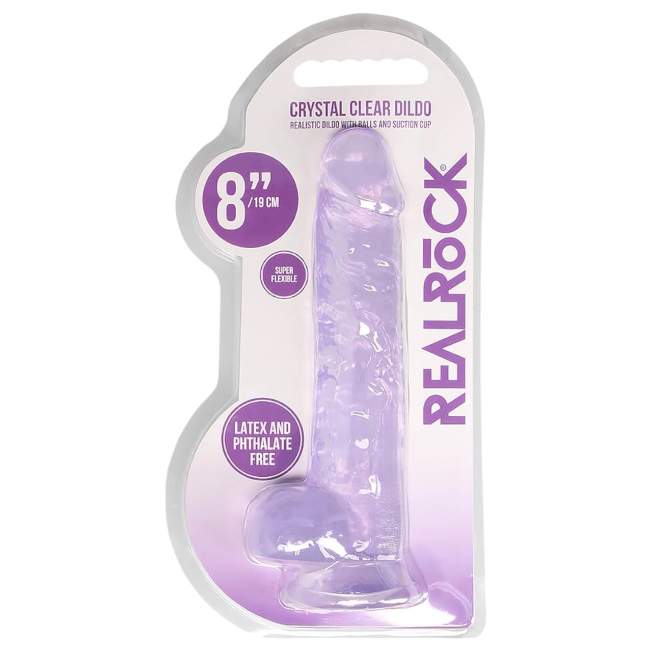 REALROCK - átlátszó élethű dildó - lila (19cm) REALROCK - átlátszó élethű dildó - lila (19cm)