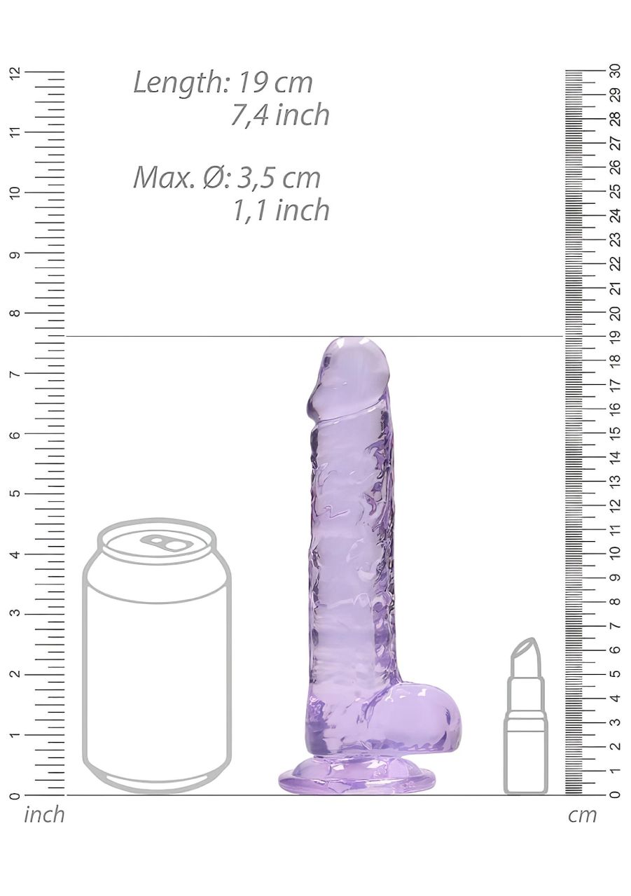 REALROCK - átlátszó élethű dildó - lila (17cm) REALROCK - átlátszó élethű dildó - lila (17cm)