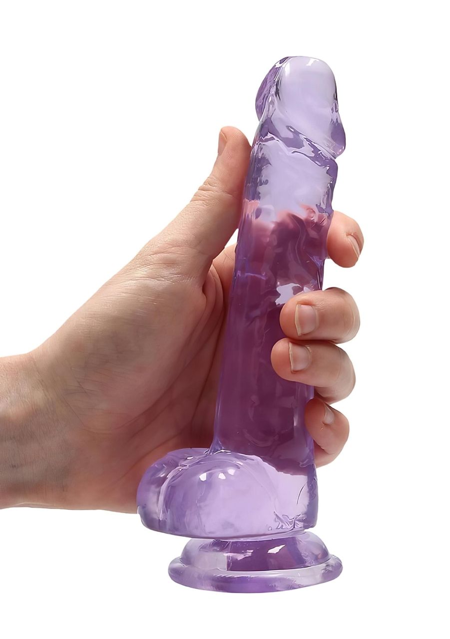 REALROCK - átlátszó élethű dildó - lila (17cm) REALROCK - átlátszó élethű dildó - lila (17cm)