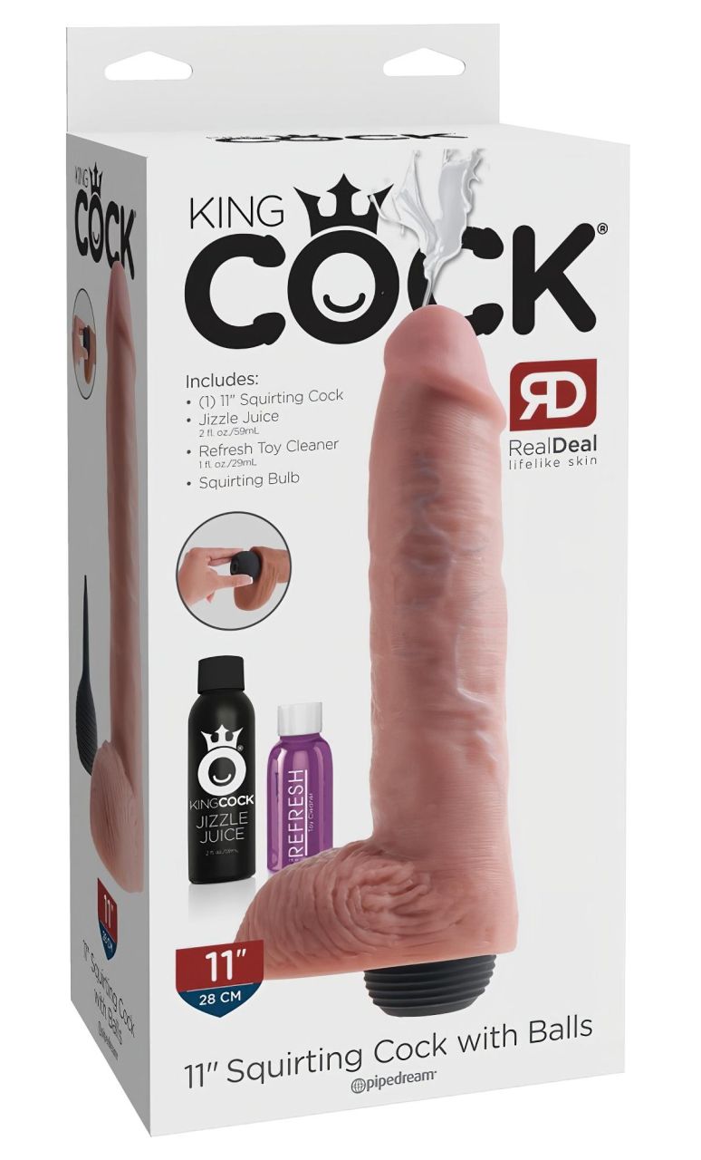 King Cock 11 - élethű spriccelő dildó (28cm) - natúr King Cock 11 - élethű spriccelő dildó (28cm) - natúr