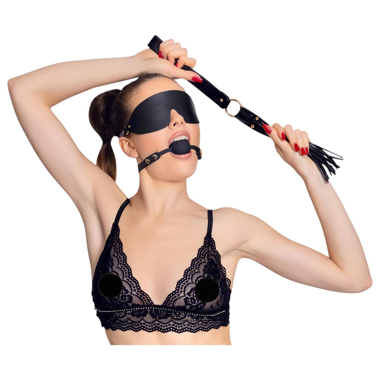 / Bad Kitty - bondage szett táskában - 7 részes (fekete-arany) / Bad Kitty - bondage szett táskában - 7 részes (fekete-arany)