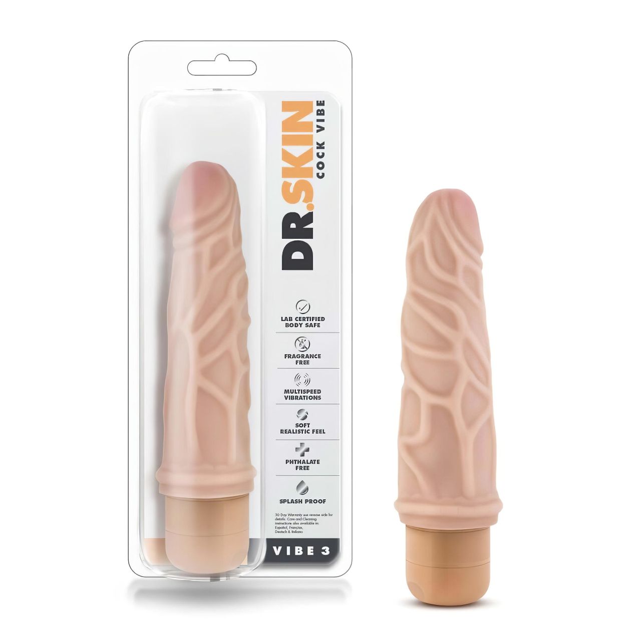 Dr. Skin Vibe No.3. - élethű vibrátor (natúr) Dr. Skin Vibe No.3. - élethű vibrátor (natúr)