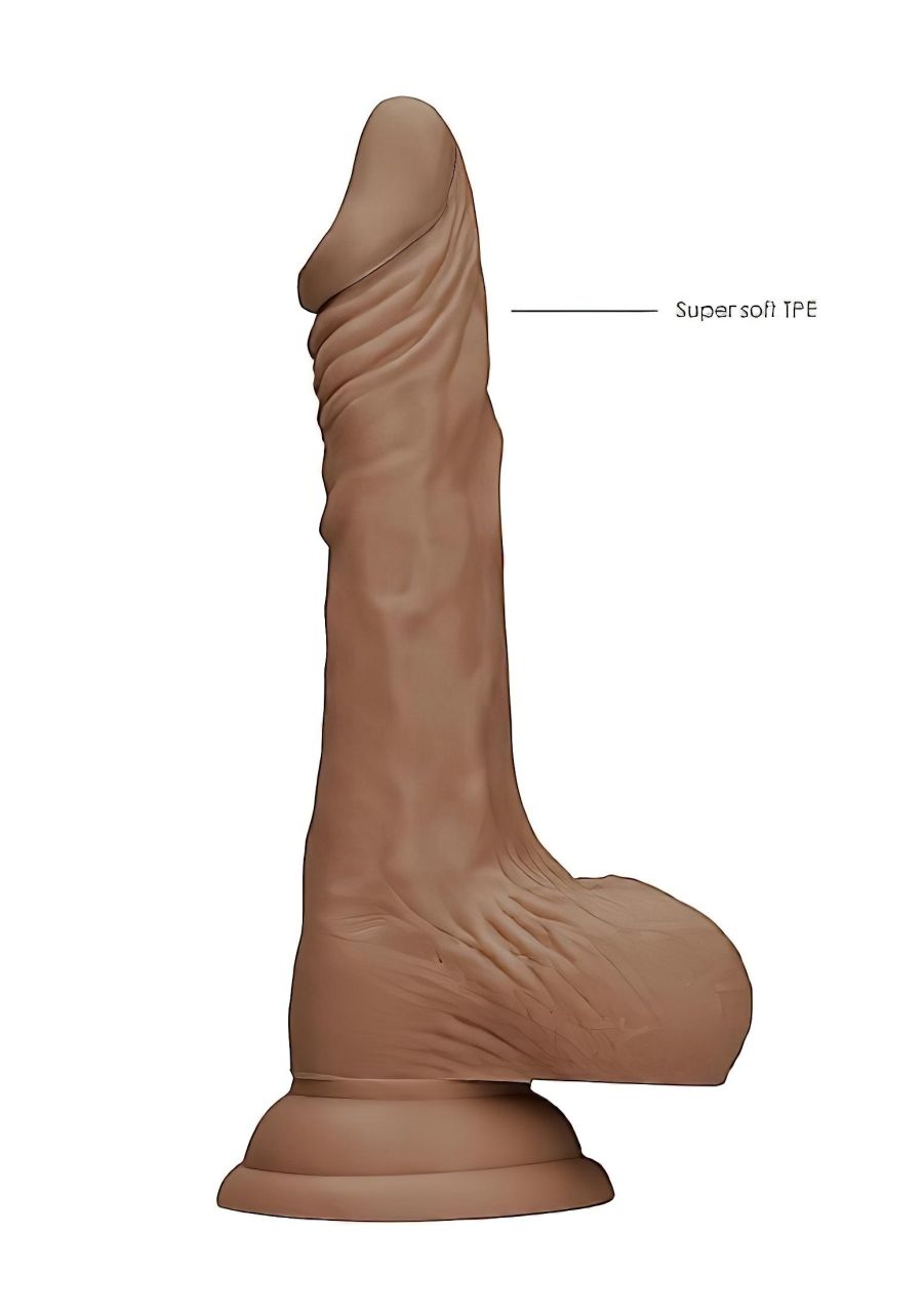 RealRock Dong 7 - élethű, herés dildó (17cm) - sötét natúr RealRock Dong 7 - élethű, herés dildó (17cm) - sötét natúr