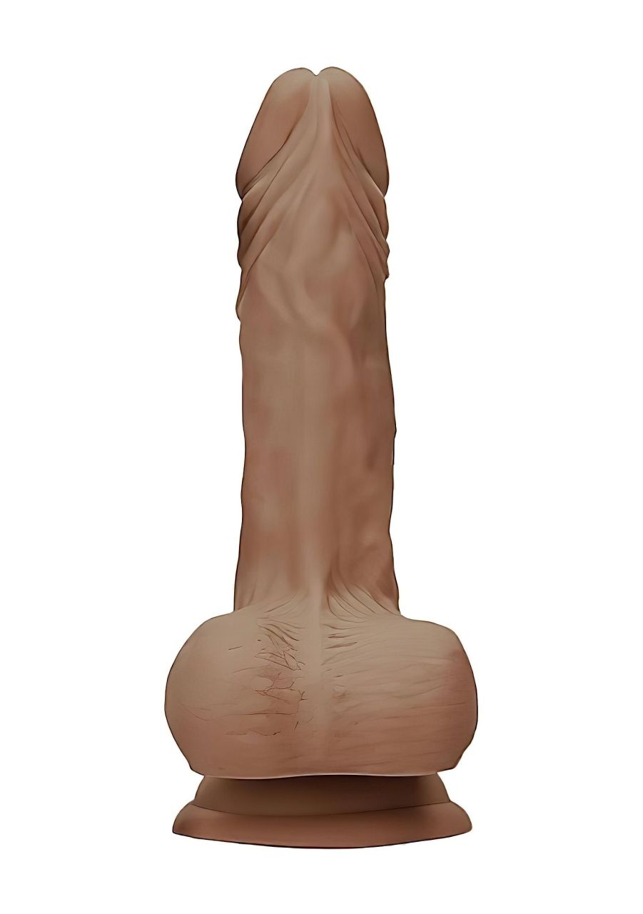 RealRock Dong 7 - élethű, herés dildó (17cm) - sötét natúr RealRock Dong 7 - élethű, herés dildó (17cm) - sötét natúr