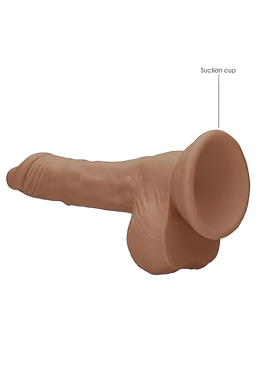 RealRock Dong 7 - élethű, herés dildó (17cm) - sötét natúr RealRock Dong 7 - élethű, herés dildó (17cm) - sötét natúr