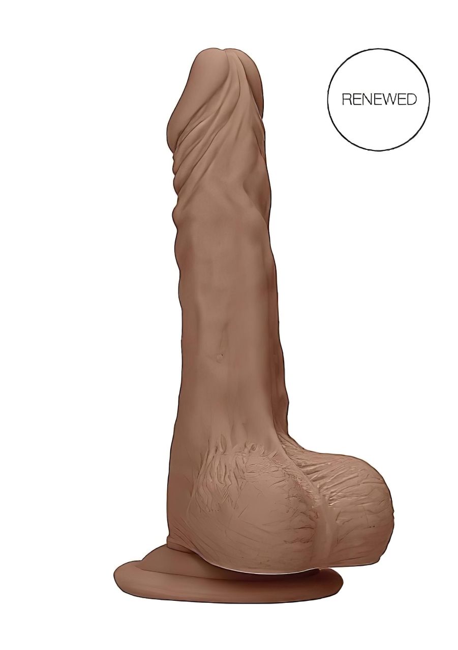 RealRock Dong 7 - élethű, herés dildó (17cm) - sötét natúr RealRock Dong 7 - élethű, herés dildó (17cm) - sötét natúr