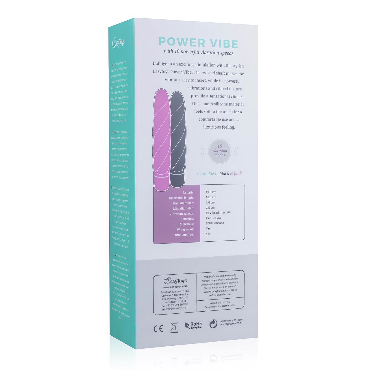 Easytoys Power Vibe - csavart szilikon rúd vibrátor (fekete) Easytoys Power Vibe - csavart szilikon rúd vibrátor (fekete)